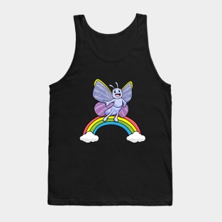 Butterfly with Rainbow and Clouds Tank Top